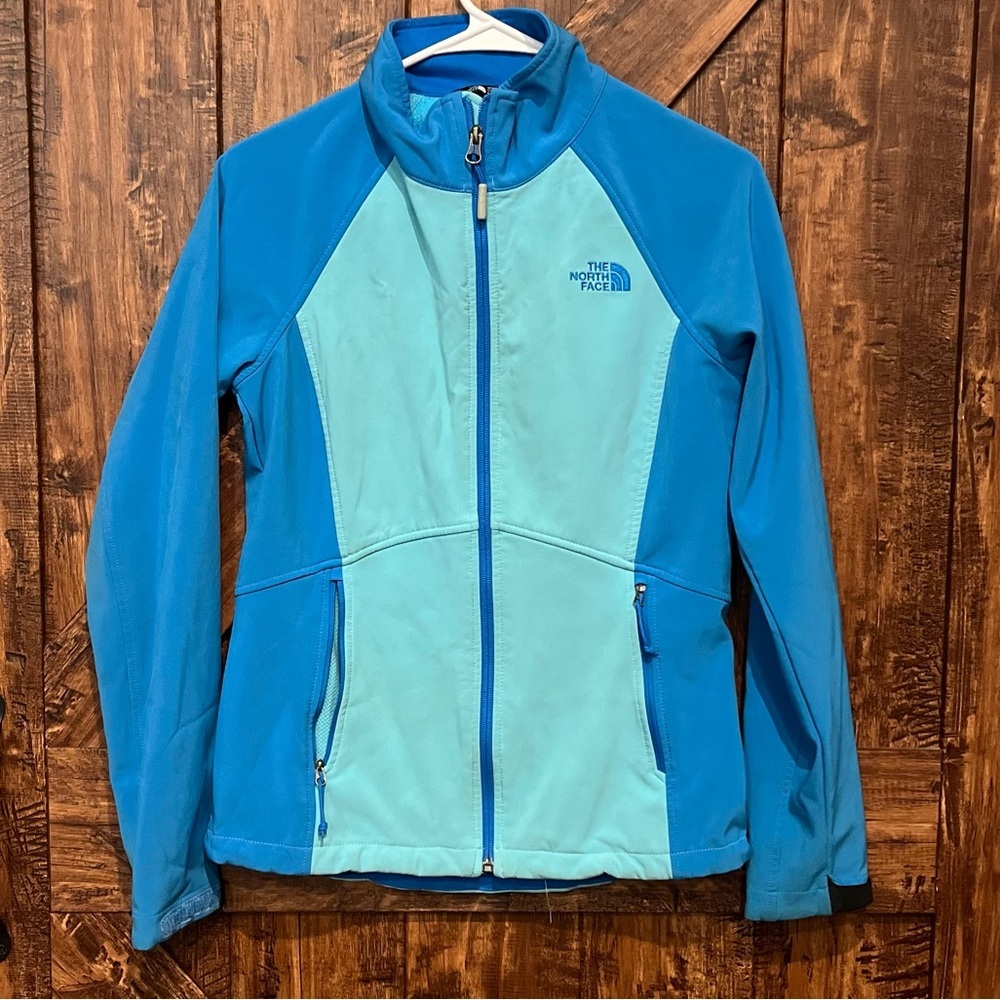 The North‎ Face Womens Full Zip Softshell Jacket Blue Teal S EUC